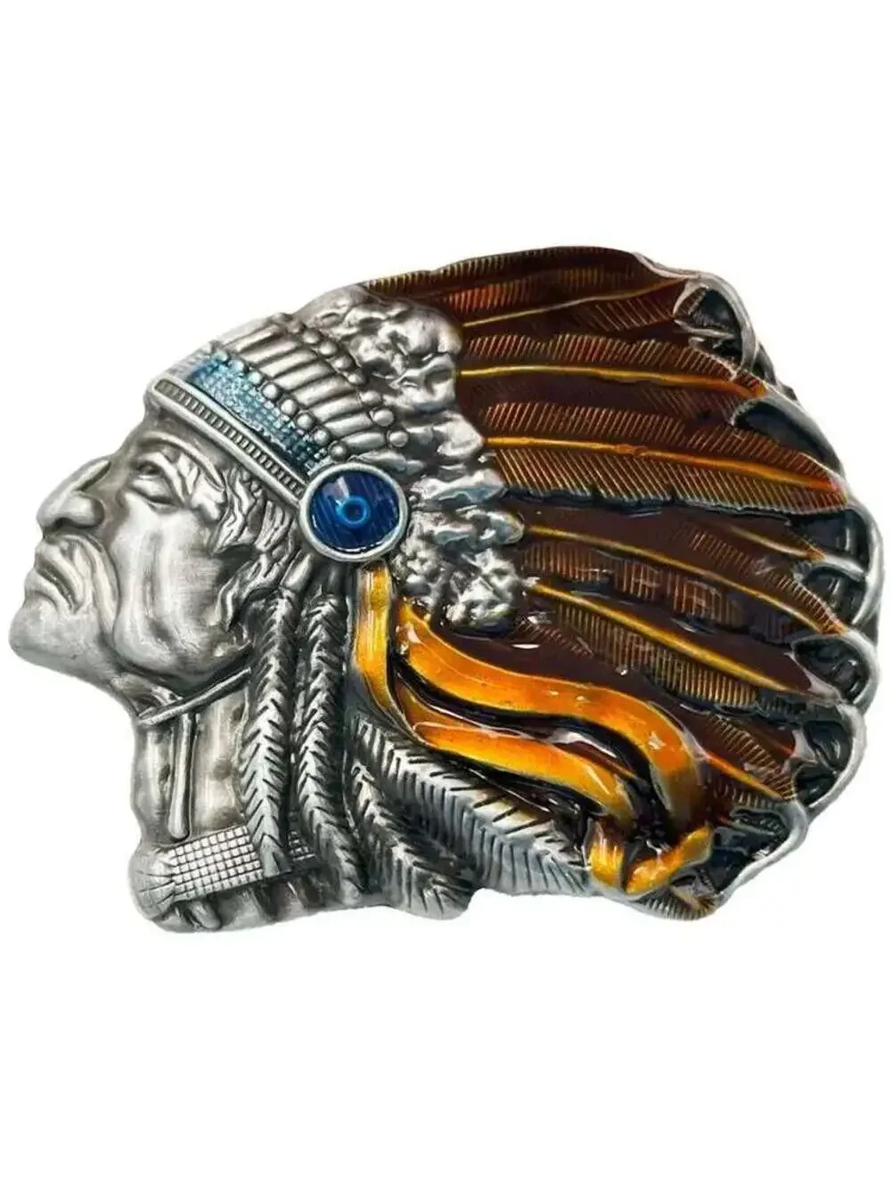 Native American Headdress Belt Buckle